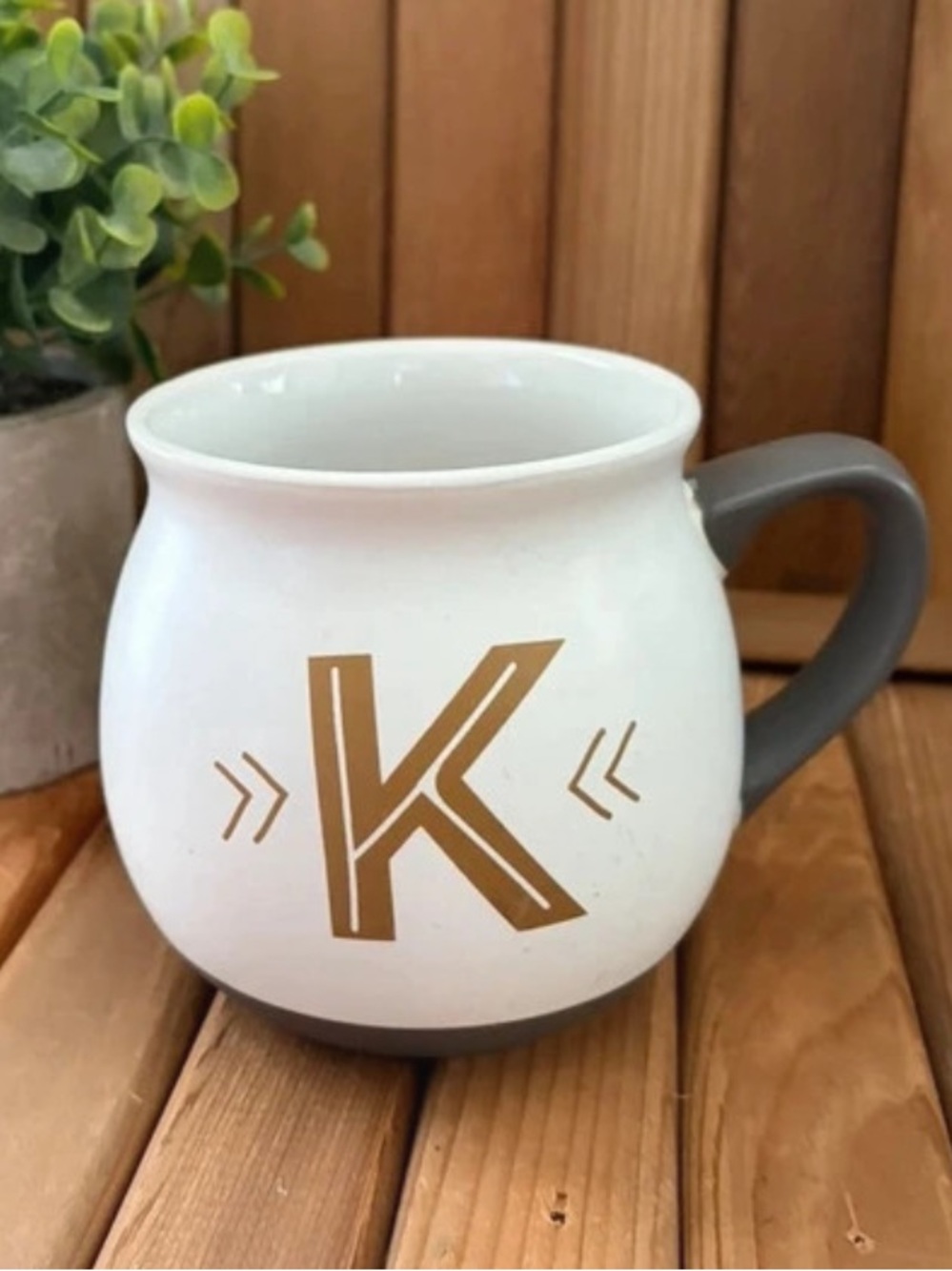 Threshold Stoneware Mug in Gray and Cream with White Logo